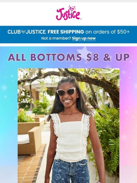 New Message: ALL Bottoms $8 & Up