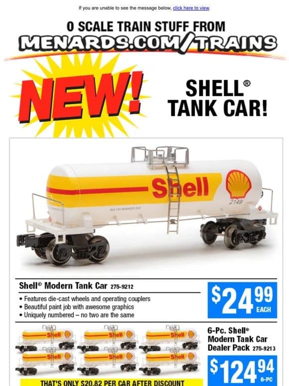 New! Shell Tank Car from Menards!