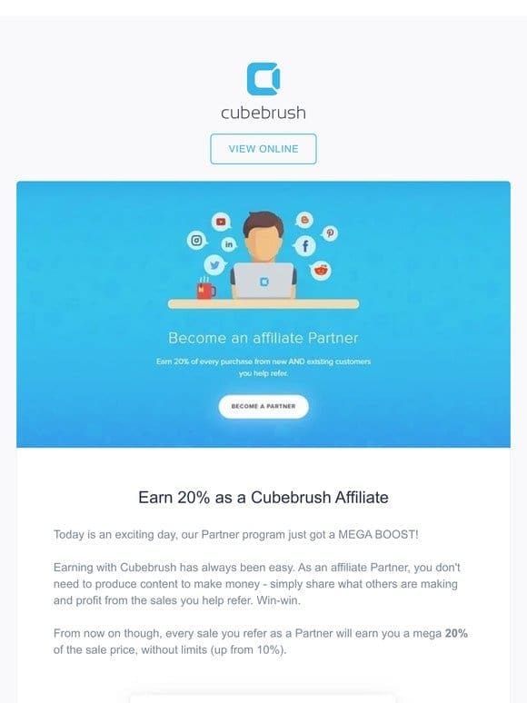New blog post: Earn 20% as a Cubebrush Affiliate