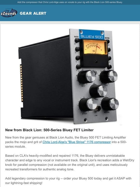 New from Black Lion: 500-Series Bluey FET Limiter