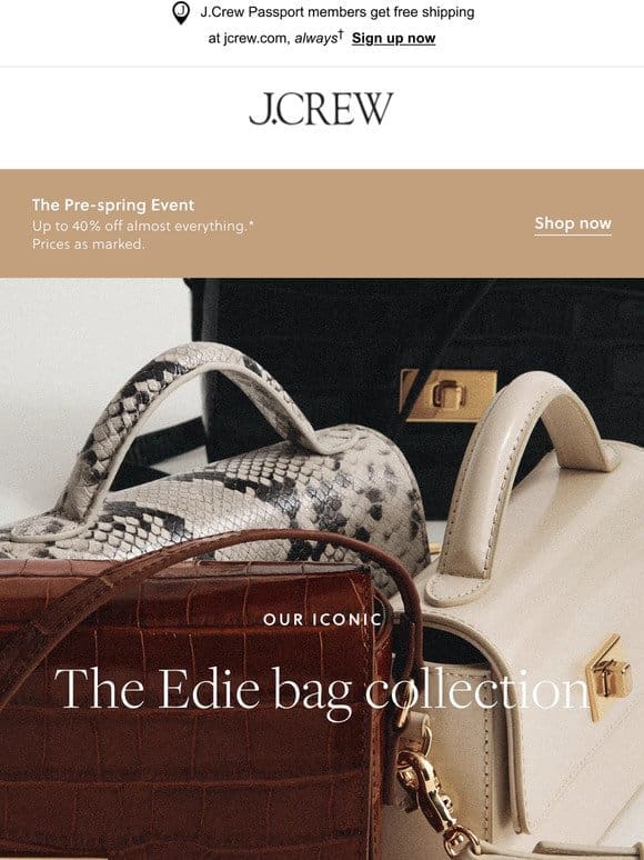 New textures & silhouettes: the Edie bag collection