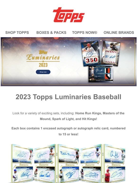 Now Live: 2023 Topps Luminaries Baseball!