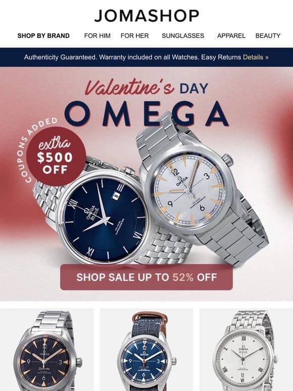 OMEGA WATCHES COUPONS! UP TO 52% OFF!