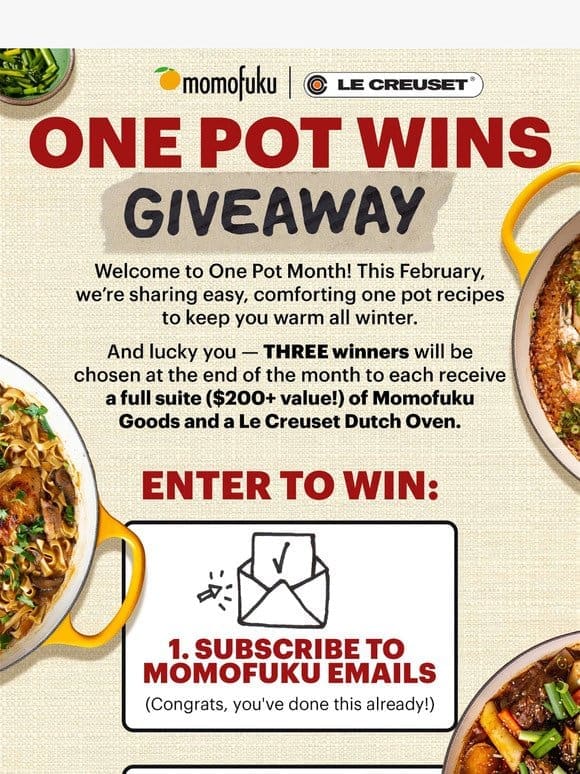 One Pot Month Giveaway with Le Creuset