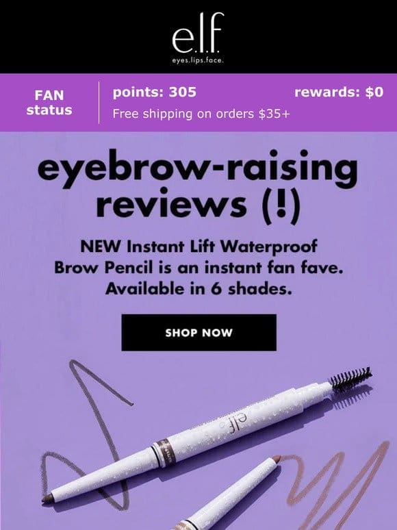 Only $4!   NEW Instant Lift Waterproof has the e.l.f.z talking