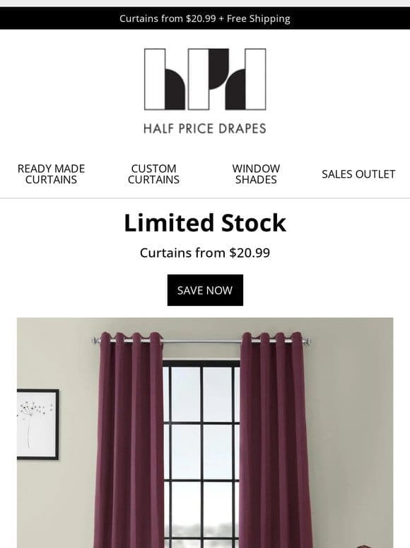 Our Best Deals: Curtains from $20.99