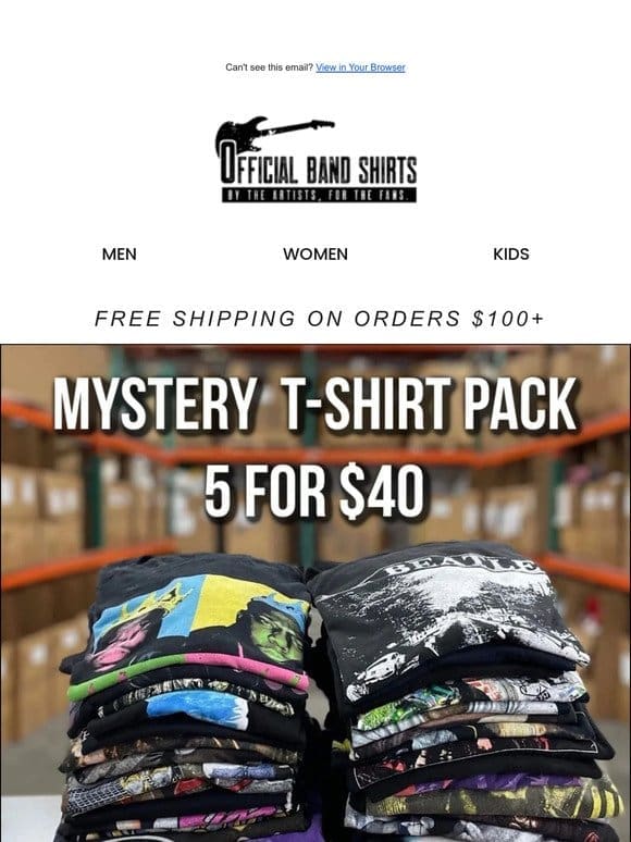 Our Mystery T-Shirt Pack Is Back! ⚡ 5 Tees for $40