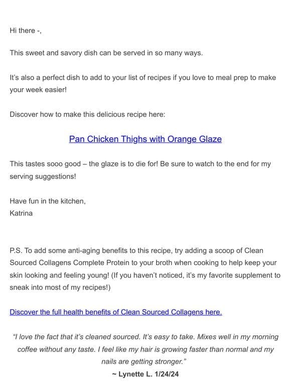 Pan Chicken Thighs with Orange Glaze