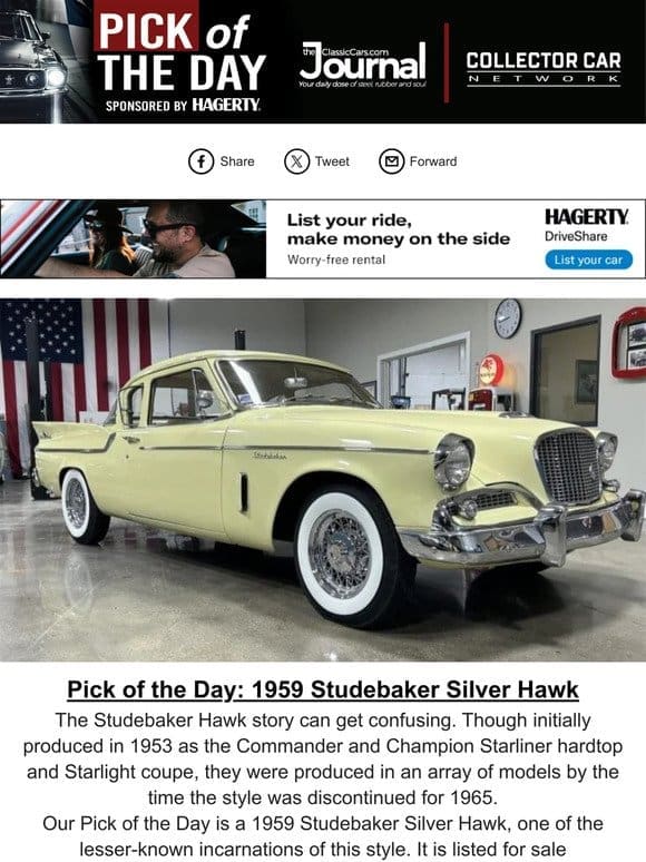 Pick of the Day: 1959 Studebaker Silver Hawk