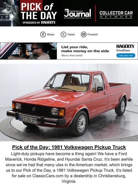 Pick of the Day: 1981 Volkswagen Pickup Truck
