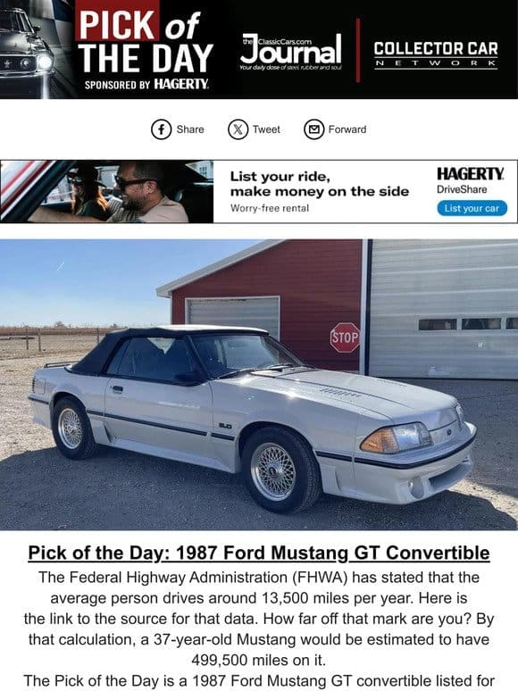 Pick of the Day: 1987 Ford Mustang GT Convertible