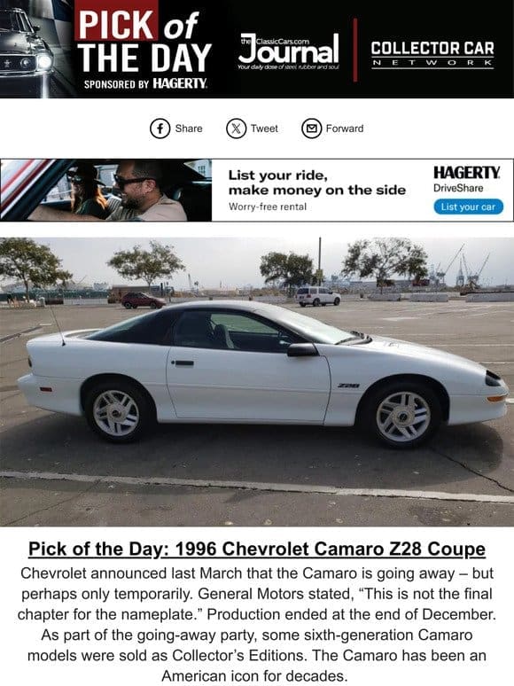 Pick of the Day: 1996 Chevrolet Camaro Z28 Coupe