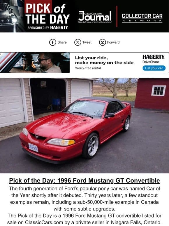 Pick of the Day: 1996 Ford Mustang GT Convertible