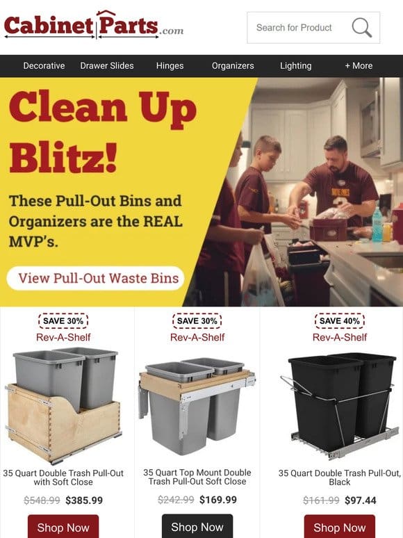 Post Game Day   Clean Up  Save 40% on Pull Out Bins