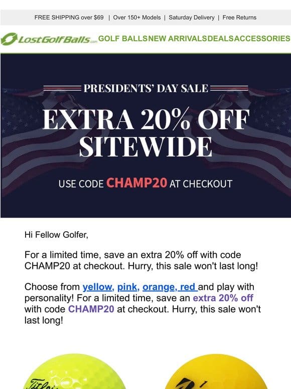 Presidents’ Day Extra 20% Sale