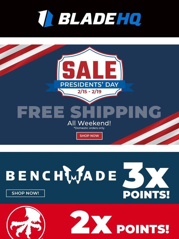 Presidents’ Day Sale Begins! FREE shipping all weekend!