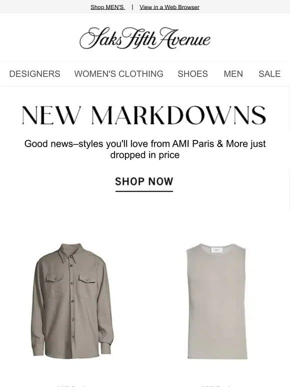 Price Drop Alert: AMI Paris & More styles.