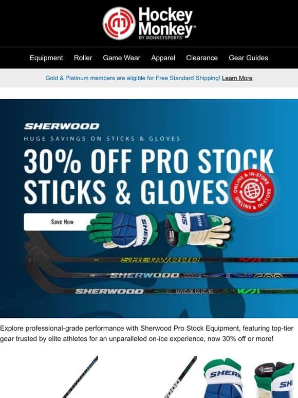 Pro-Level Performance， Unbeatable Prices! Sherwood Hockey Gear 30% Off!