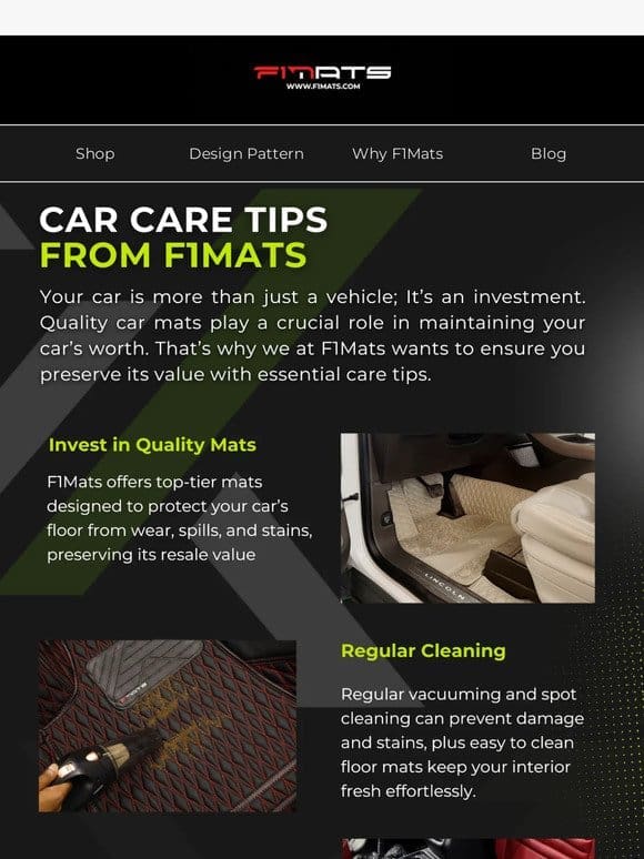 Protect Your Investment: Essential Car Care Tips from F1Mats!