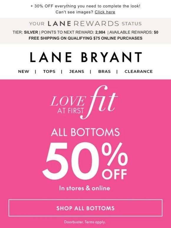 RIGHT NOW! 50% OFF *ALL* bottoms (that fit like  )