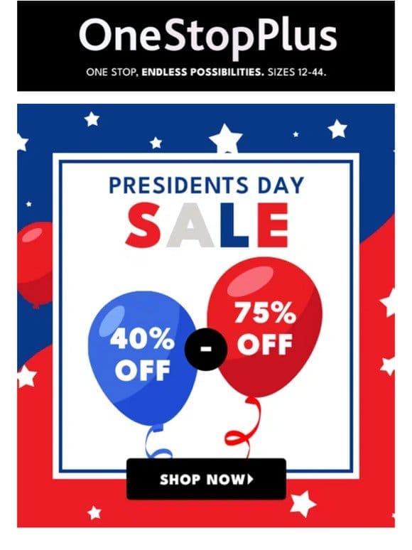 Red， white， and up to 75% off + EXTRA 30% OFF clearance!