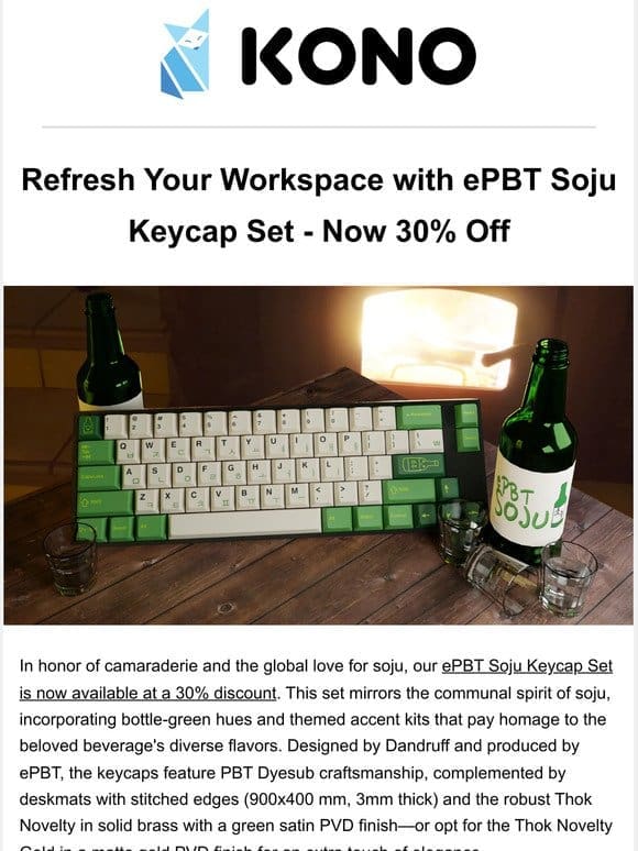 Refresh Your Workspace with ePBT Soju Keycap Set – Now 30% Off