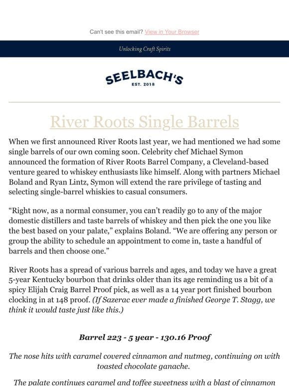 River Roots Single Barrels Selected by Seelbach’s