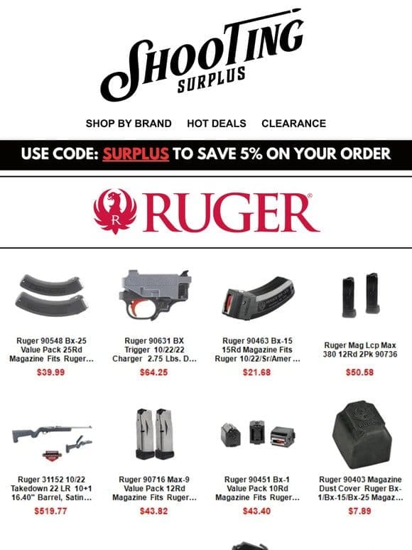 Ruger Deals， Top Selling Magazines， Rifles and Pistols