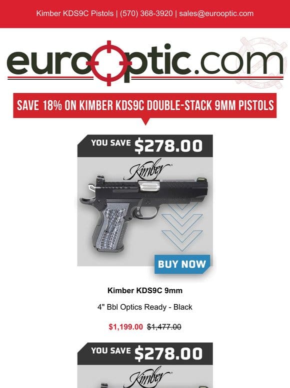 SAVE 18%: Kimber KDS9C Double-Stack 9mm 15rd Pistols!