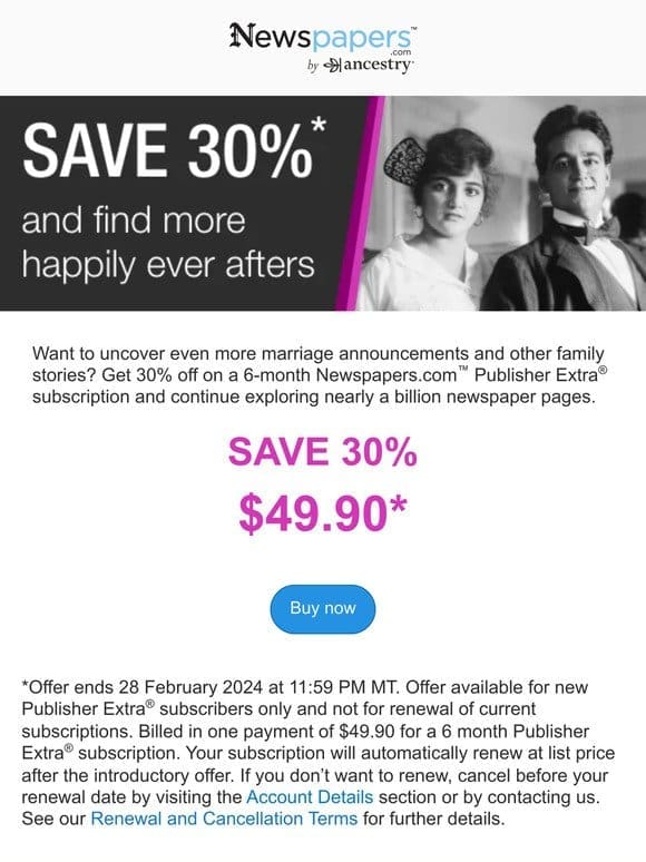 SAVE 30% on a subscription!