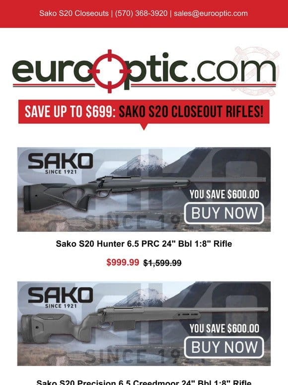SAVE UP TO $699: Sako S20 Closeout Rifles!