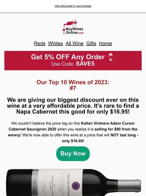 STOCK ALERT: Biggest Discount On This Napa Cabernet For Only $16.95!