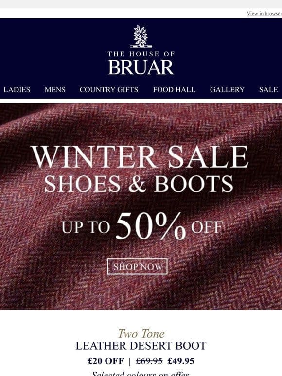 Sale Continues – Up To 50% Off Shoes & Boots