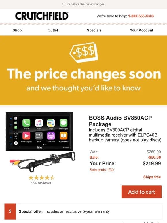 Sale ends soon on the BOSS Audio BV850ACP Package