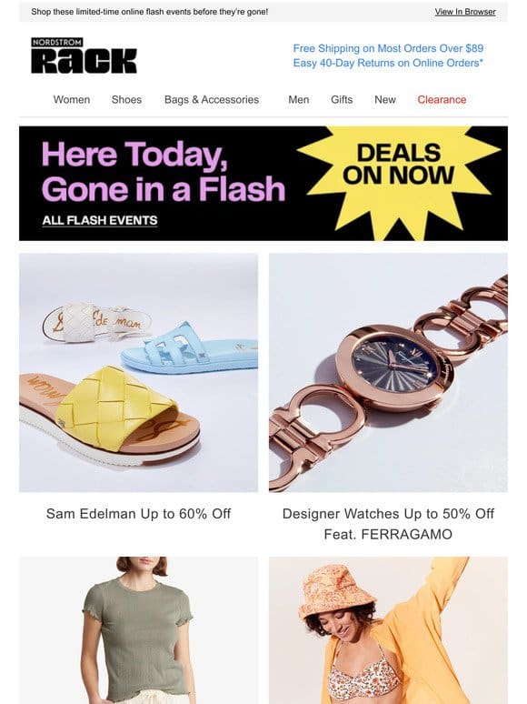 Sam Edelman Up to 60% Off | Designer Watches Up to 50% Off Feat. FERRAGAMO | Spendid Up to 65% Off | And More!