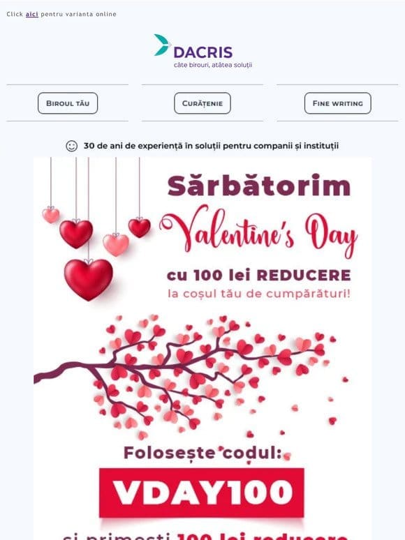 Sărbătorim Valentine’s Day ❤️ cu 100 lei REDUCERE! Voucher: VDAY100