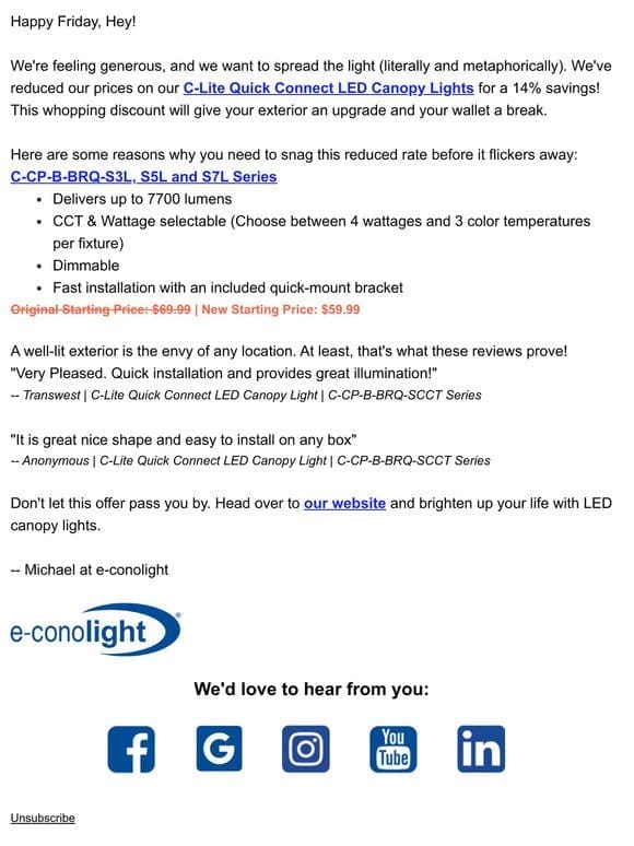 Save 14% on LED Canopy Lights!