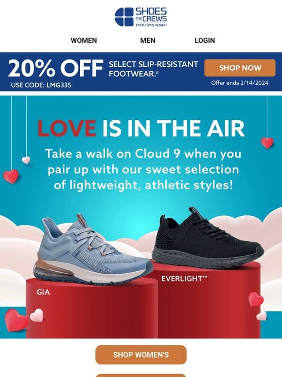 Save 20% & Embrace the Love of Our Comfortable Lightweight Styles