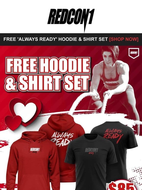 [Save $85]   Free Hoodie & Shirt Set + Free Shipping