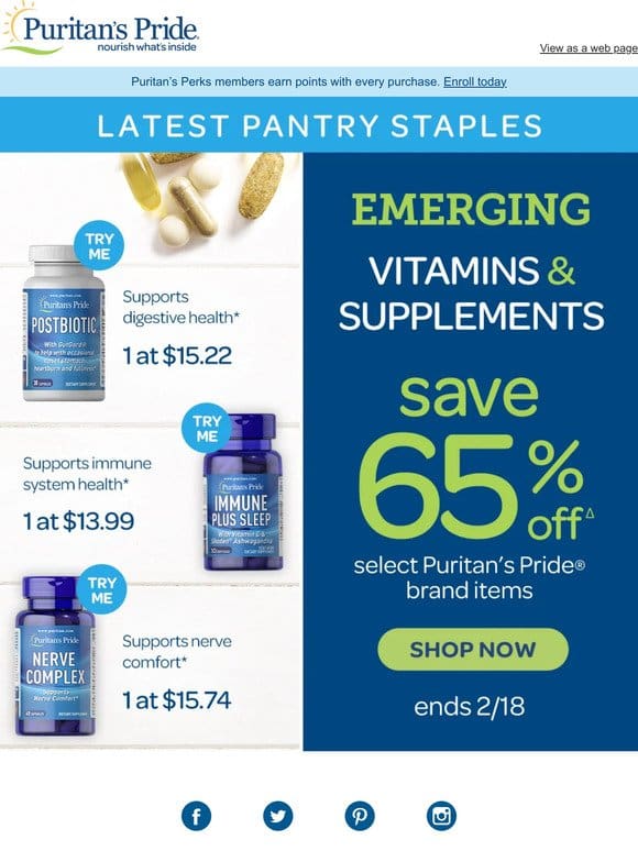 Save up to 65% on Emerging Supplements