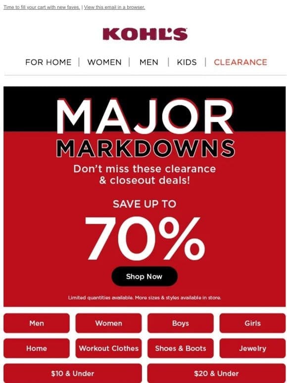 Save up to 70% on MAJOR MARDOWNS & try not to shop ‘till you drop