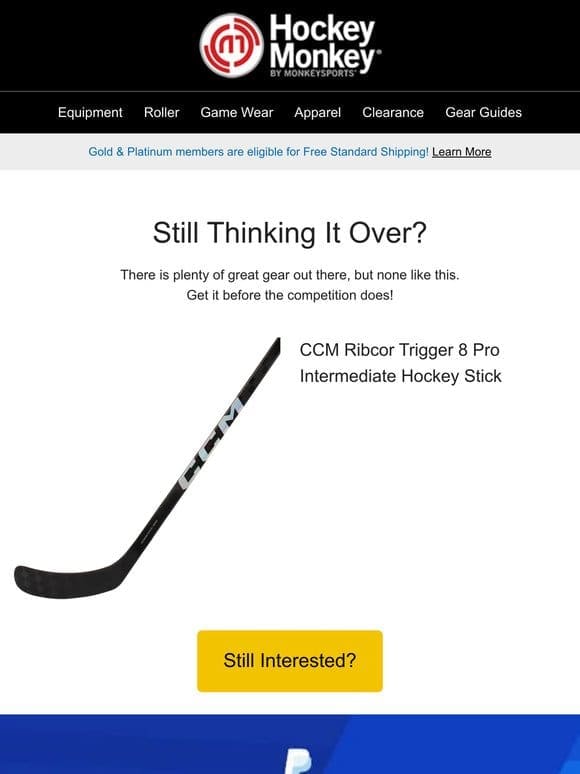 Saved for you: CCM Ribcor Trigger 8 Pro Intermediate Hockey Stick