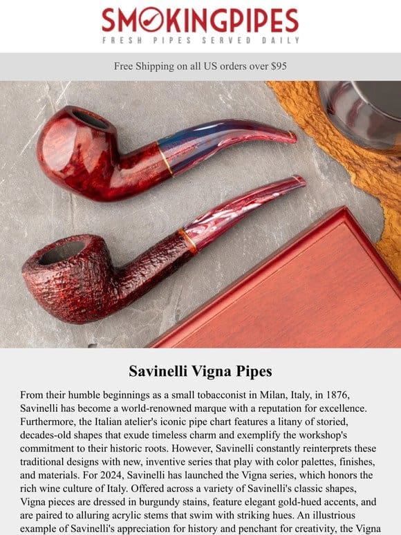 Savinelli Vigna Pipes | Reinterpreted Color Palettes For Timeless Shapes