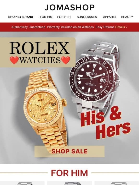 Say ‘I LOVE YOU’ with ROLEX!