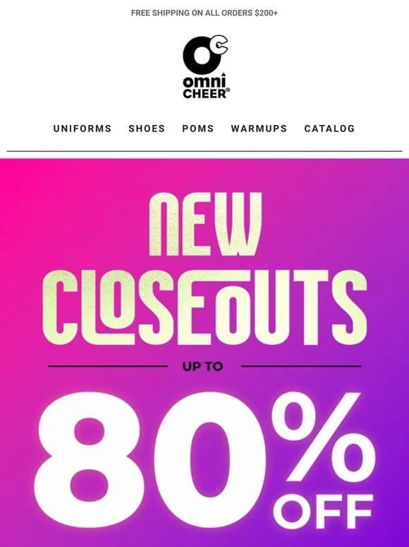 Score Up to 80% Off Cheer Gear