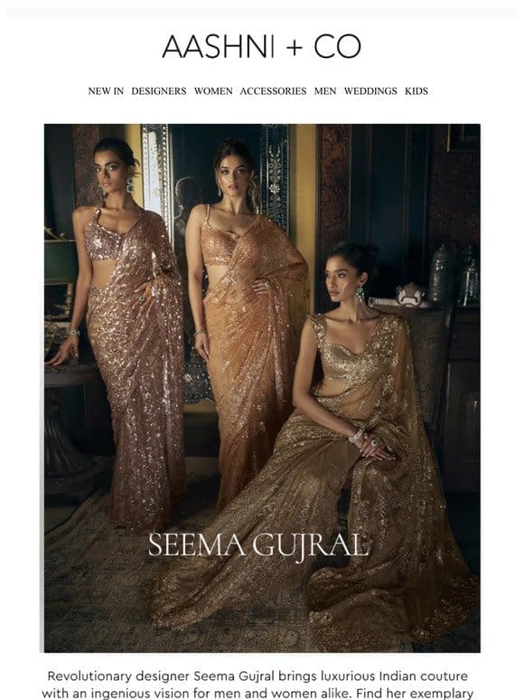Seema Gujral’s luxury Indian couture for him & her!