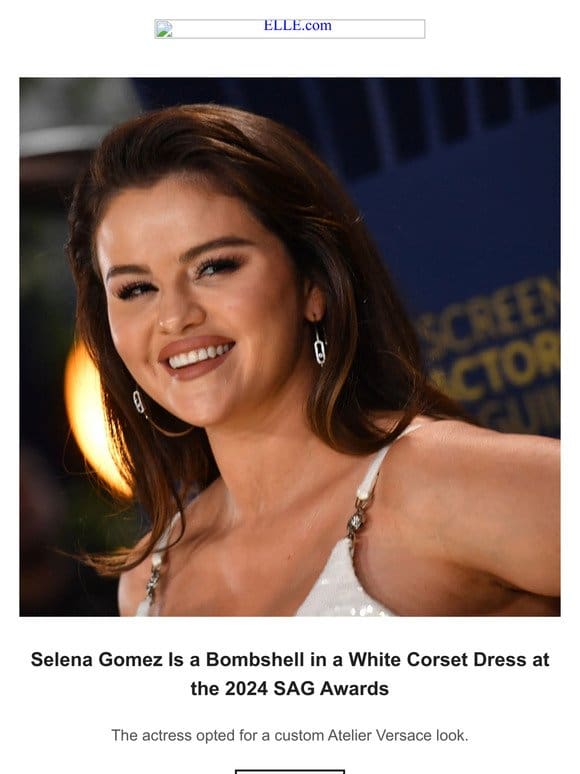 Selena Gomez Is a Bombshell in a White Corset Dress at the 2024 SAG Awards