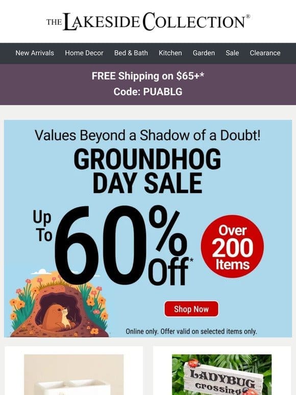 Shadow or Shine? Get 60% Off Over 200 Items in Our Groundhog Day Sale!