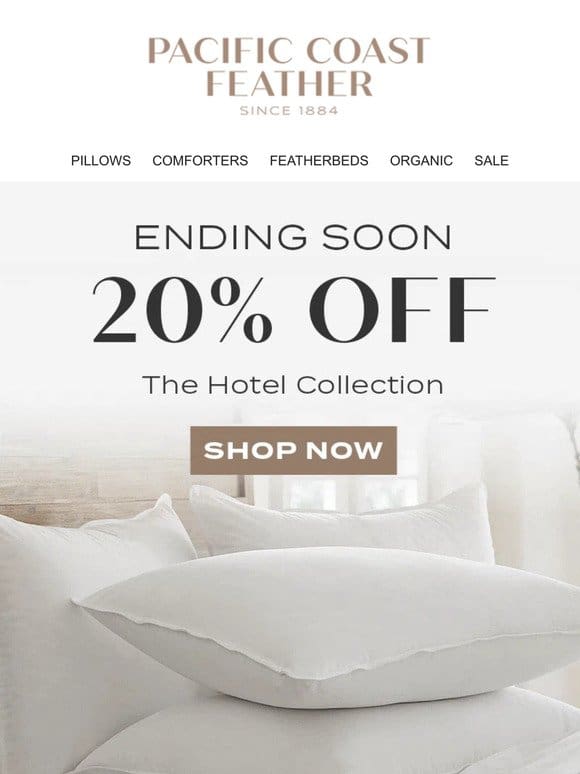 Shop 20% OFF Hotel Featherbeds， Comforters & Pillows