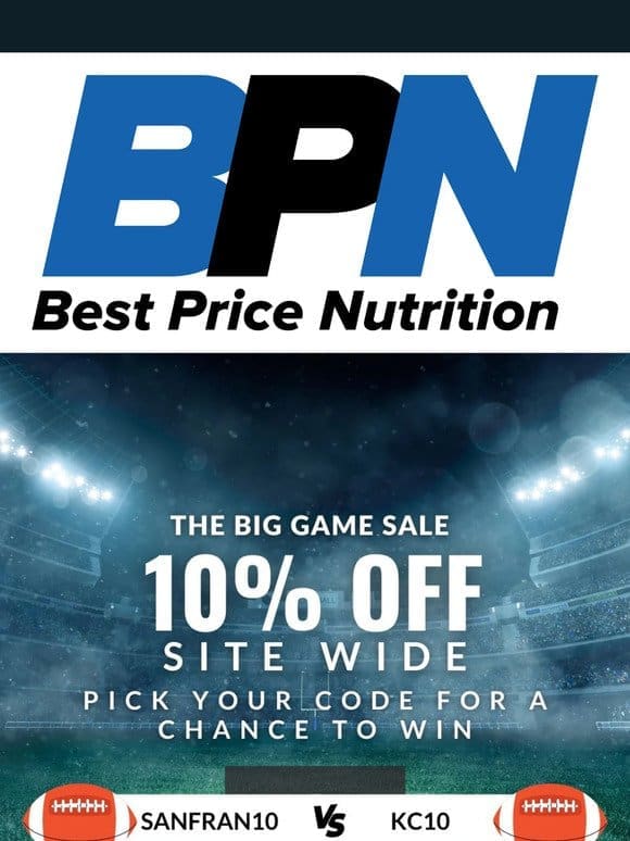 Shop During Halftime， 10% OFF Supplements Site Wide